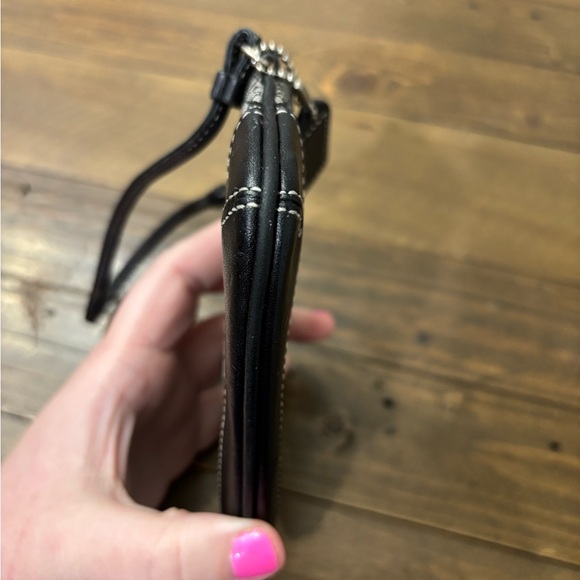 Coach Signature C Jacquard Print Leather Trim Wristlet - Picture 3 of 9